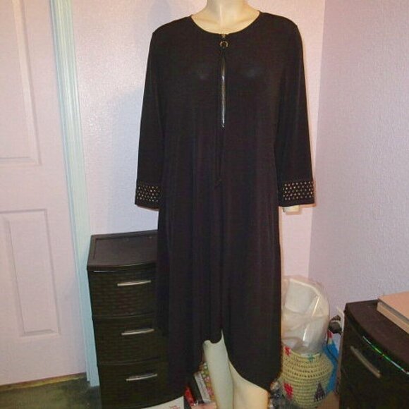 IC by Connie K Slinky Knit Dress Size XL Pockets Embellished LBD Asymmetrical - Picture 1 of 11